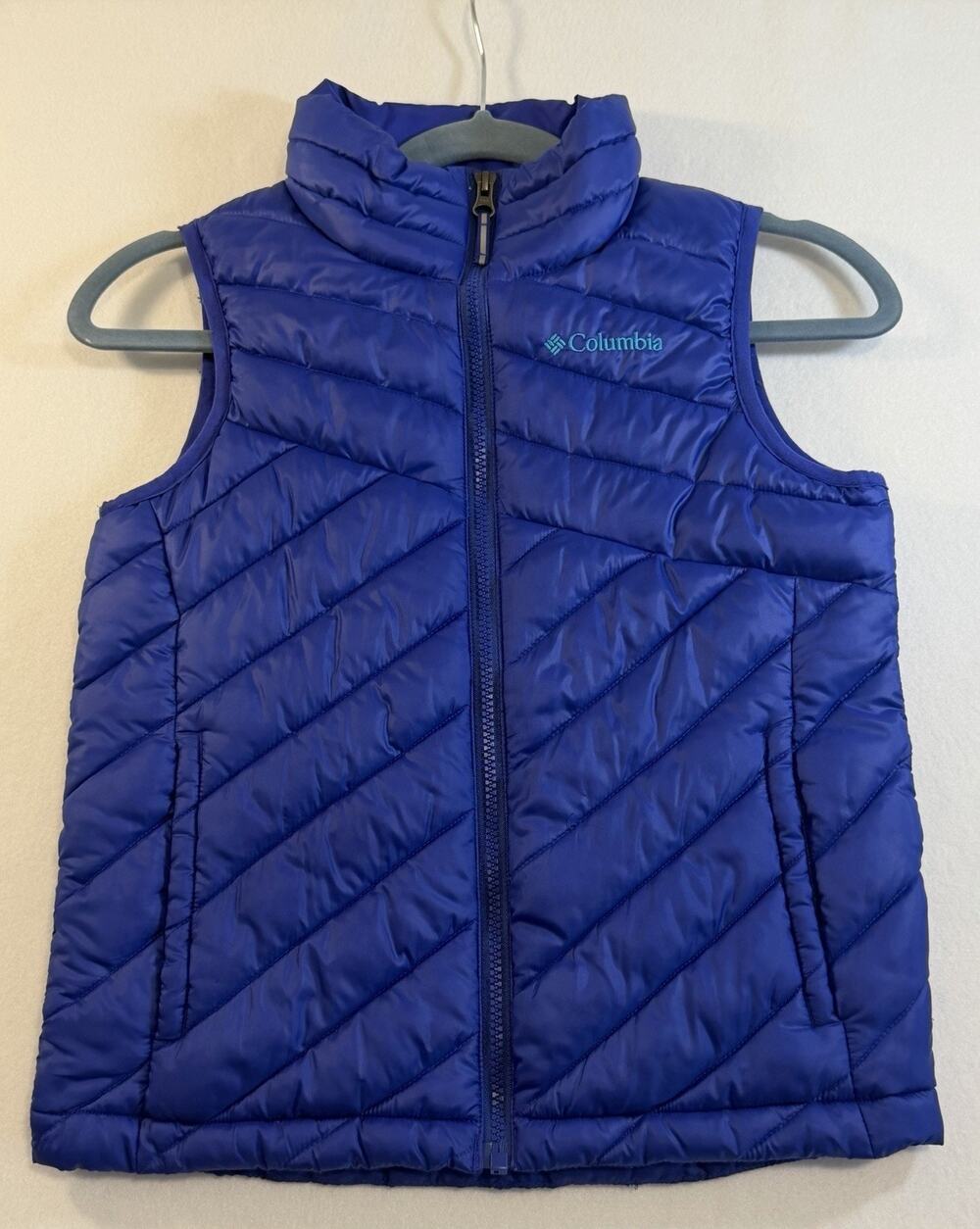 Columbia Women’s S Blue Quilted Puffer Vest Full Zip Lightweight Outdoor